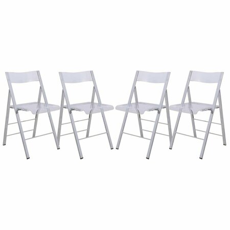 KD AMERICANA 30 x 17.75 x 16.5 in. Menno Modern Acrylic Folding Chair, Clear, 4PK KD3580036